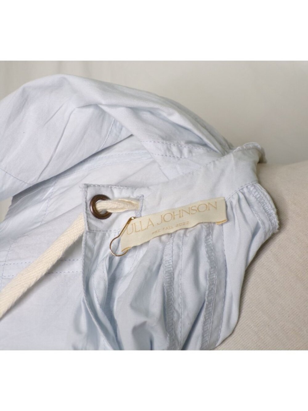 🆕ULLA JOHNSON Mae Mini Dress Sea Glass Blue Cotton Flutter Sleeve Belted 8 - Picture 12 of 12